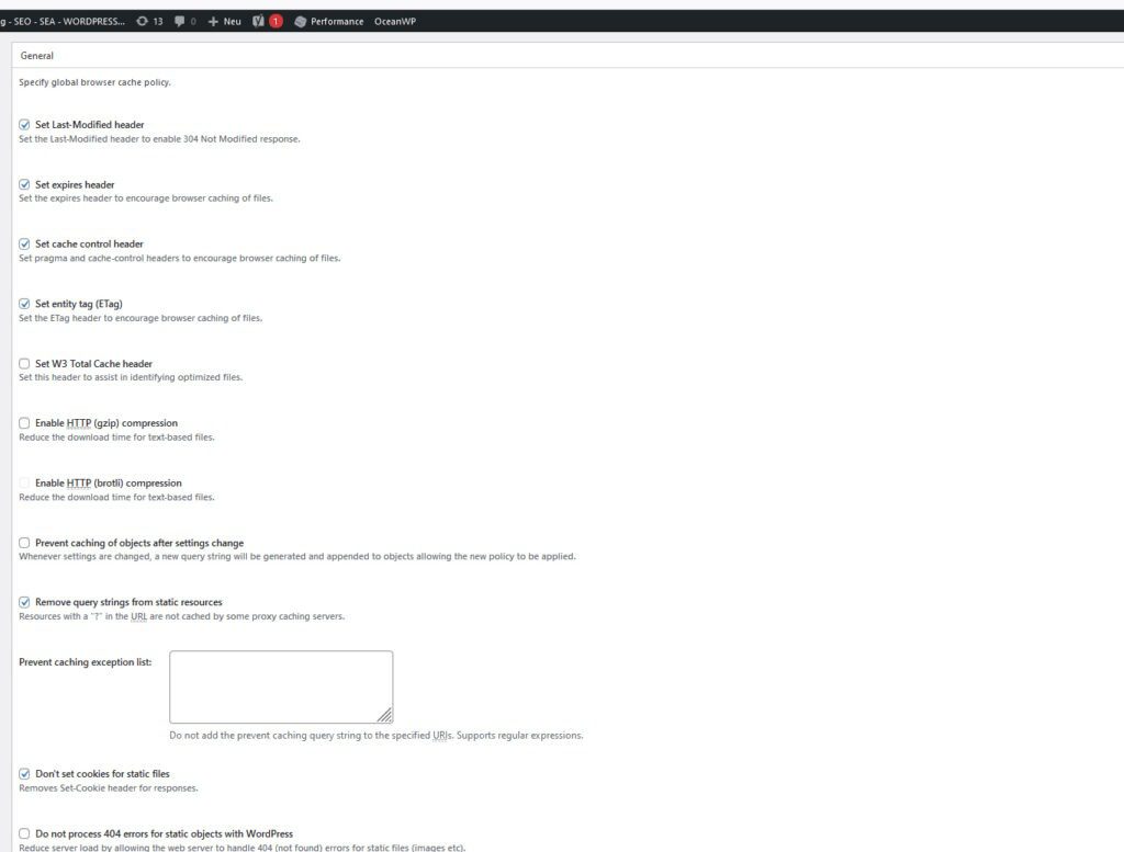 WordPress Plugin W3 Total Cache richtig einstellen