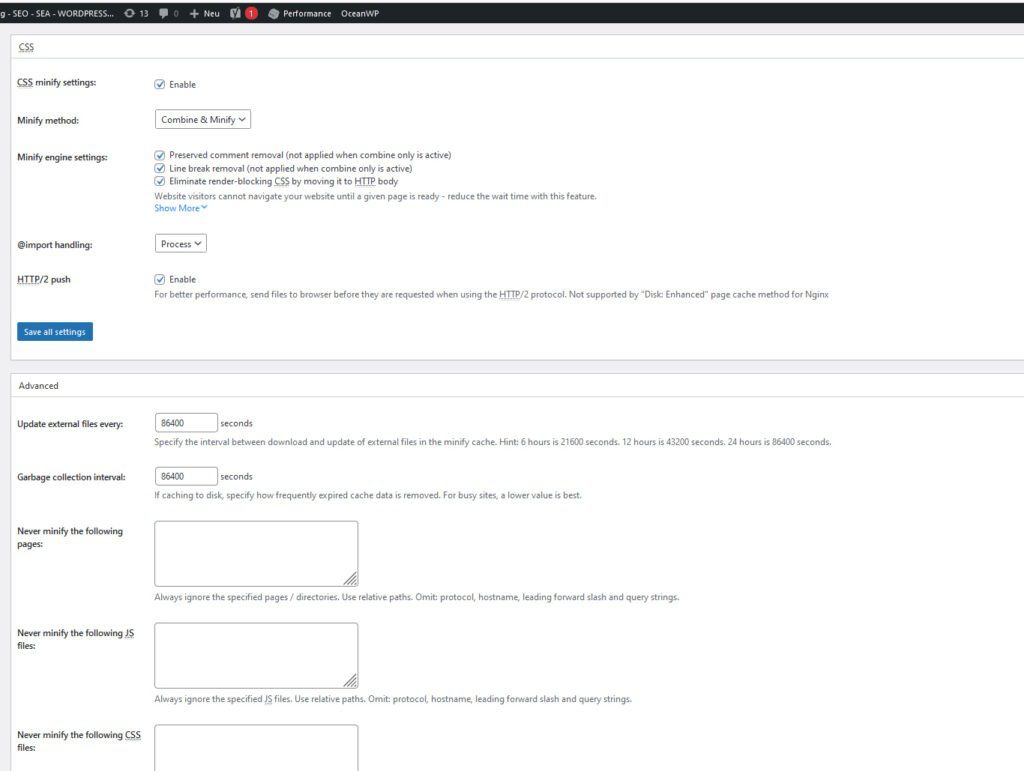 WordPress Plugin W3 Total Cache richtig einstellen