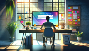 Eine Person, die eine Website bei Google anmeldet