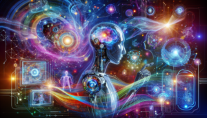 Eine futuristische Illustration, die Trends in der Künstlichen Intelligenz darstellt
