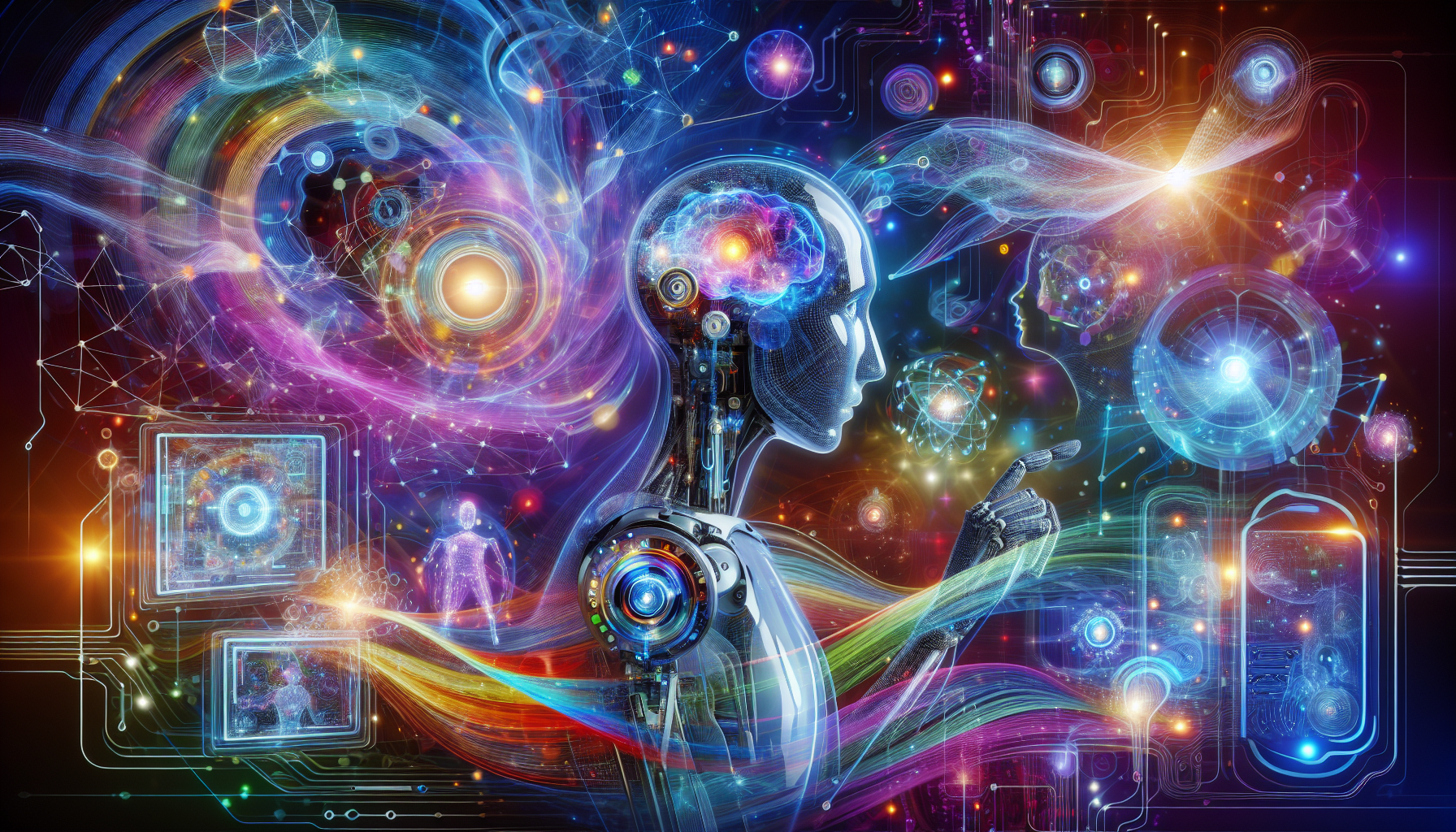 Eine futuristische Illustration, die Trends in der Künstlichen Intelligenz darstellt