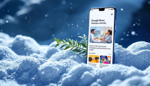 Ein Screenshot der Google News App, die Nachrichtenartikel anzeigt