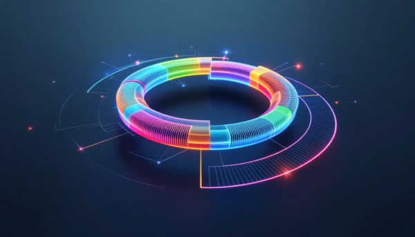 Eine grafische Darstellung des Omnichannel-Ansatzes, die verschiedene Kanäle zeigt, die miteinander verbunden sind