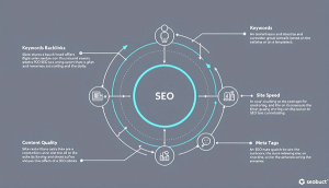 Ein Diagramm, das die verschiedenen Aspekte eines SEO Tests zeigt, um die Suchmaschinenoptimierung zu erklären