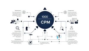 Eine Grafik, die das Konzept von CPM (Cost per Mille) erklärt