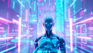 Eine futuristische Darstellung der Zukunft der AI-Suche mit neuen Technologien