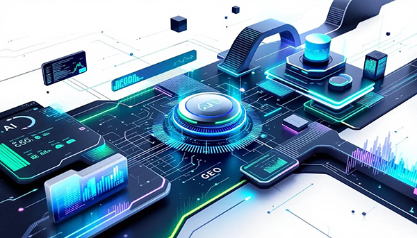 Eine grafische Darstellung von Generative Engine Optimization (GEO) und ihren Prinzipien