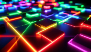 Eine grafische Darstellung des RGB-Farbraums mit den Grundfarben rot, grün und blau.