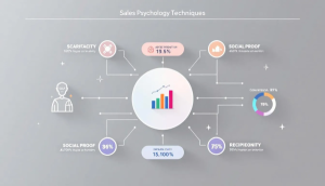 Verkaufsstrategien basierend auf Verkaufspsychologie, die verschiedene Techniken zeigen